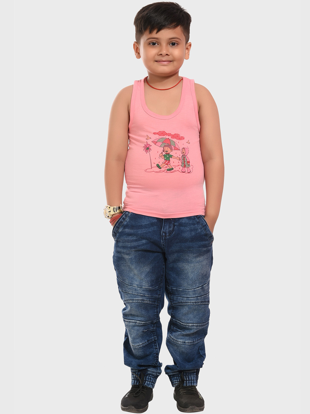 

BAESD Boys Pack Of 6 Printed Cotton Innerwear Vests, Pink