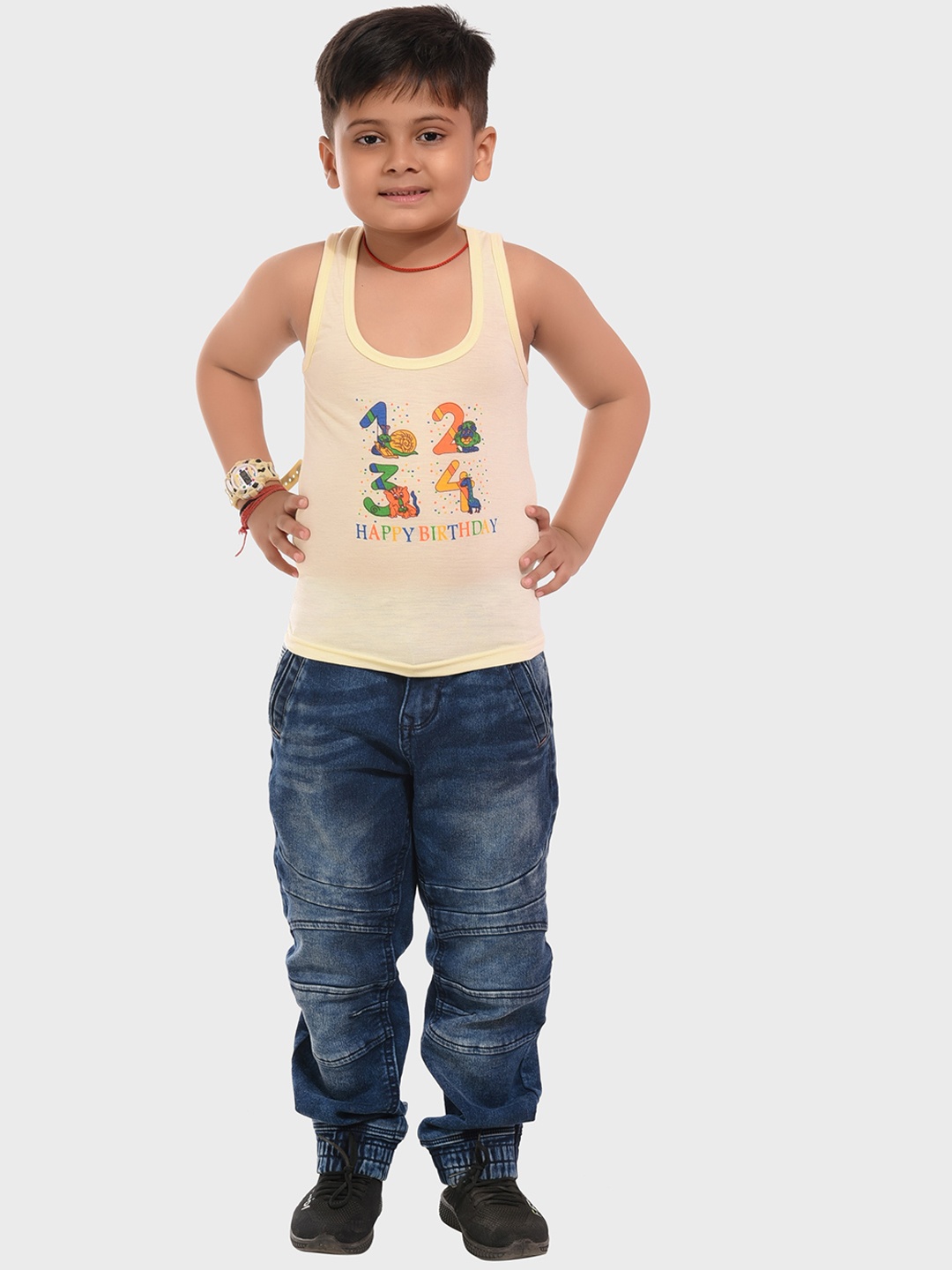 

BAESD Boys Assorted Pack Of 4 Printed Cotton Innerwear Vests