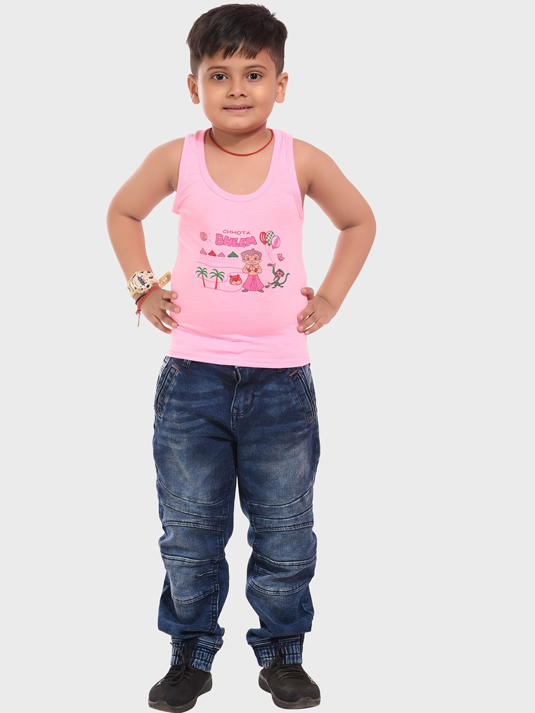 

BAESD Boys Pack Of 3 Printed Pure Cotton Innerwear Vests, Pink