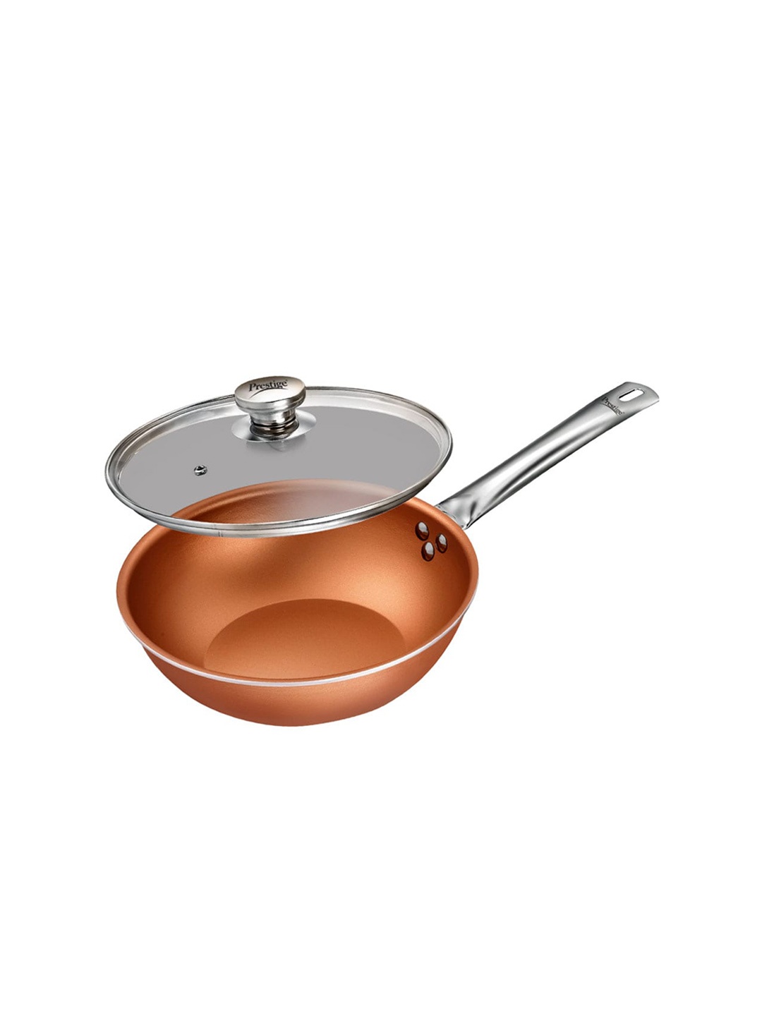 

Prestige Cuprus Copper Aluminium Non-Stick Induction Base Kadai With Glass Lid 2.5L