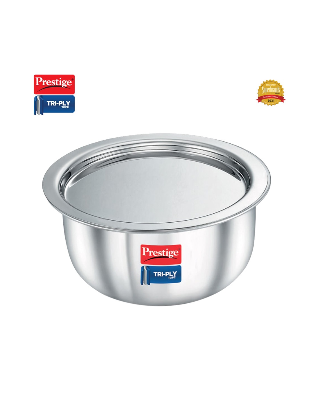 

Prestige Tri-Ply Stainless Steel Induction Base Tope With Lid 5 L, Silver