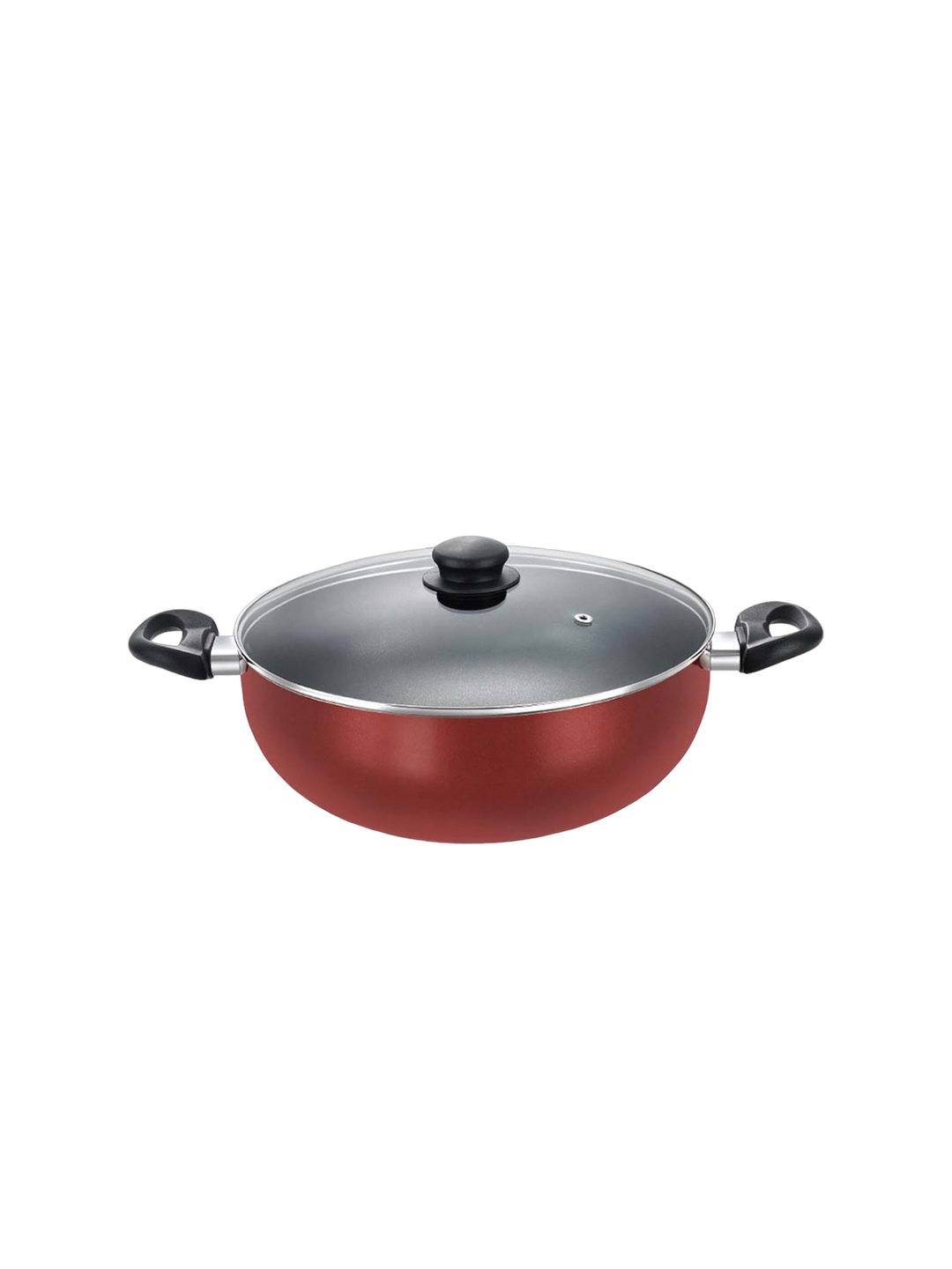 

Prestige Omega Deluxe Red & Transparent Aluminium Non-Stick Deep Kadai With Lid 3.5L