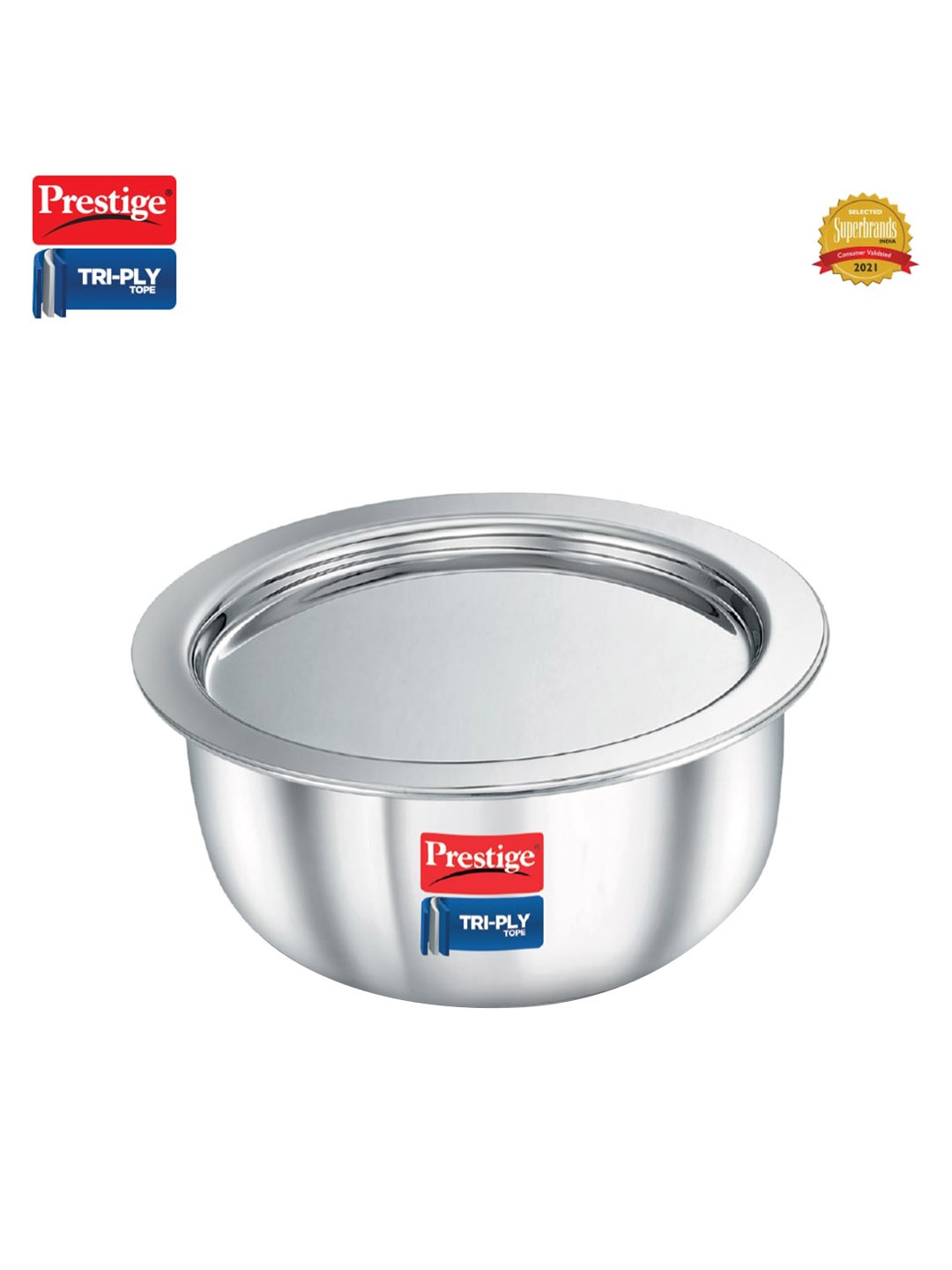 

Prestige Tri-Play Silver Toned Stainless Steel Induction Base Tope With Lid 3.1L