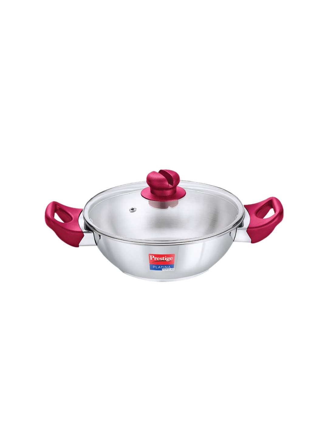 

Prestige Platina Popular Stainless Steel Kadai With Toughened Glass Lid, Silver