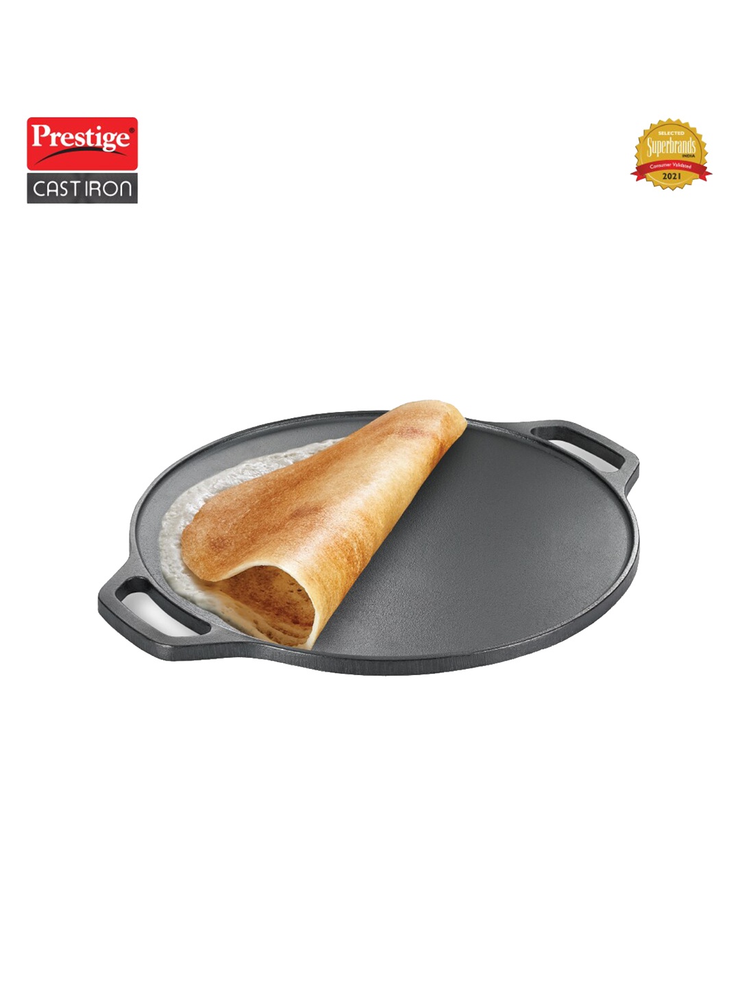 

Prestige Cast Iron Black Scratch Resistant Induction Base Round Base Dosa Tava