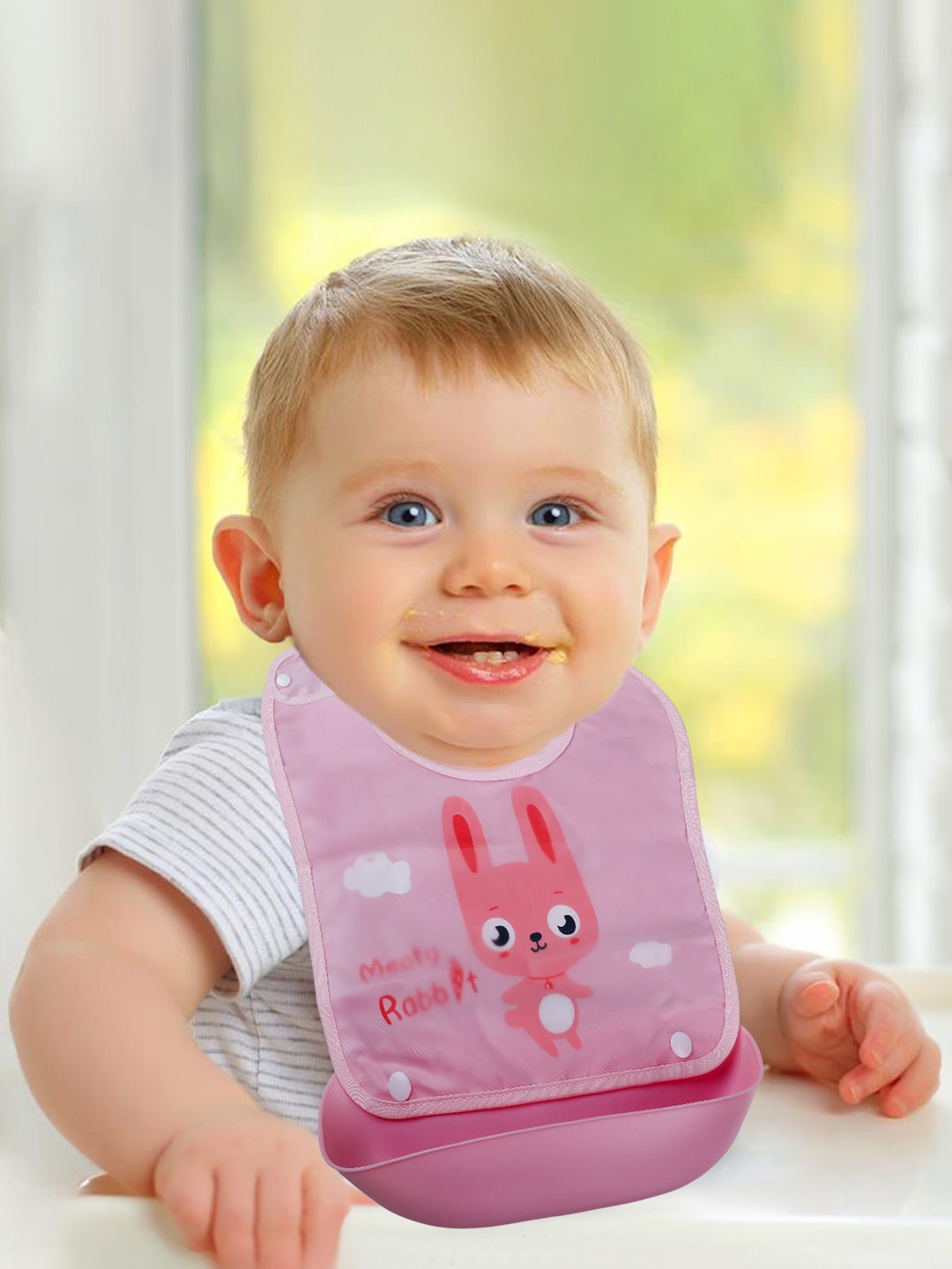 

Baby Moo Infants Rabbit Printed Bibs, Pink