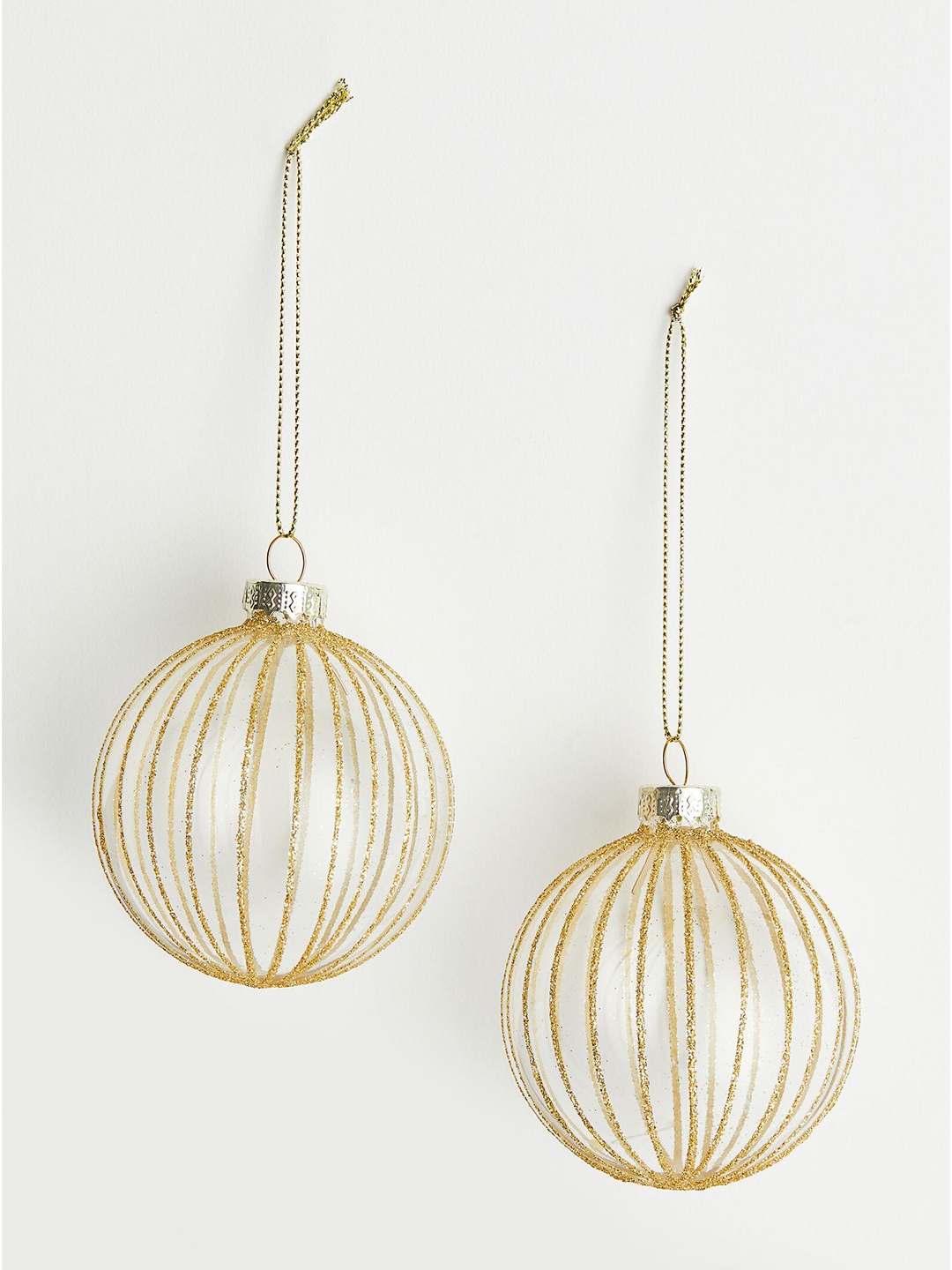 

H&M Gold-Toned 2-Pack Glittery Glass Christmas Tree Baubles