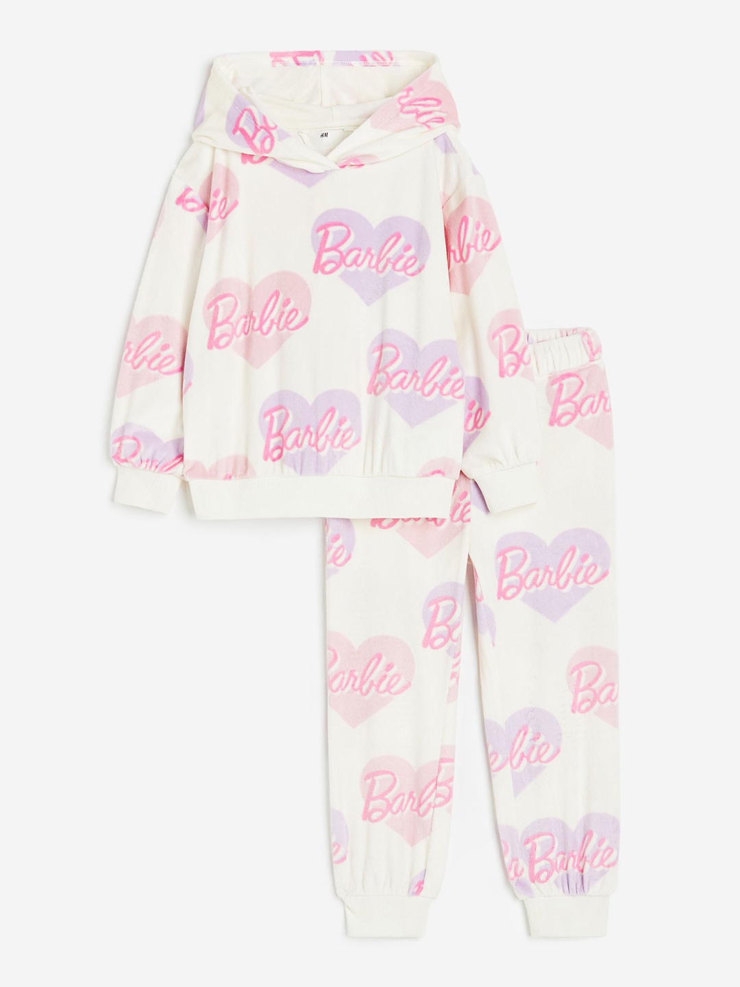

H&M Girls 2-Piece Velour Set, Off white
