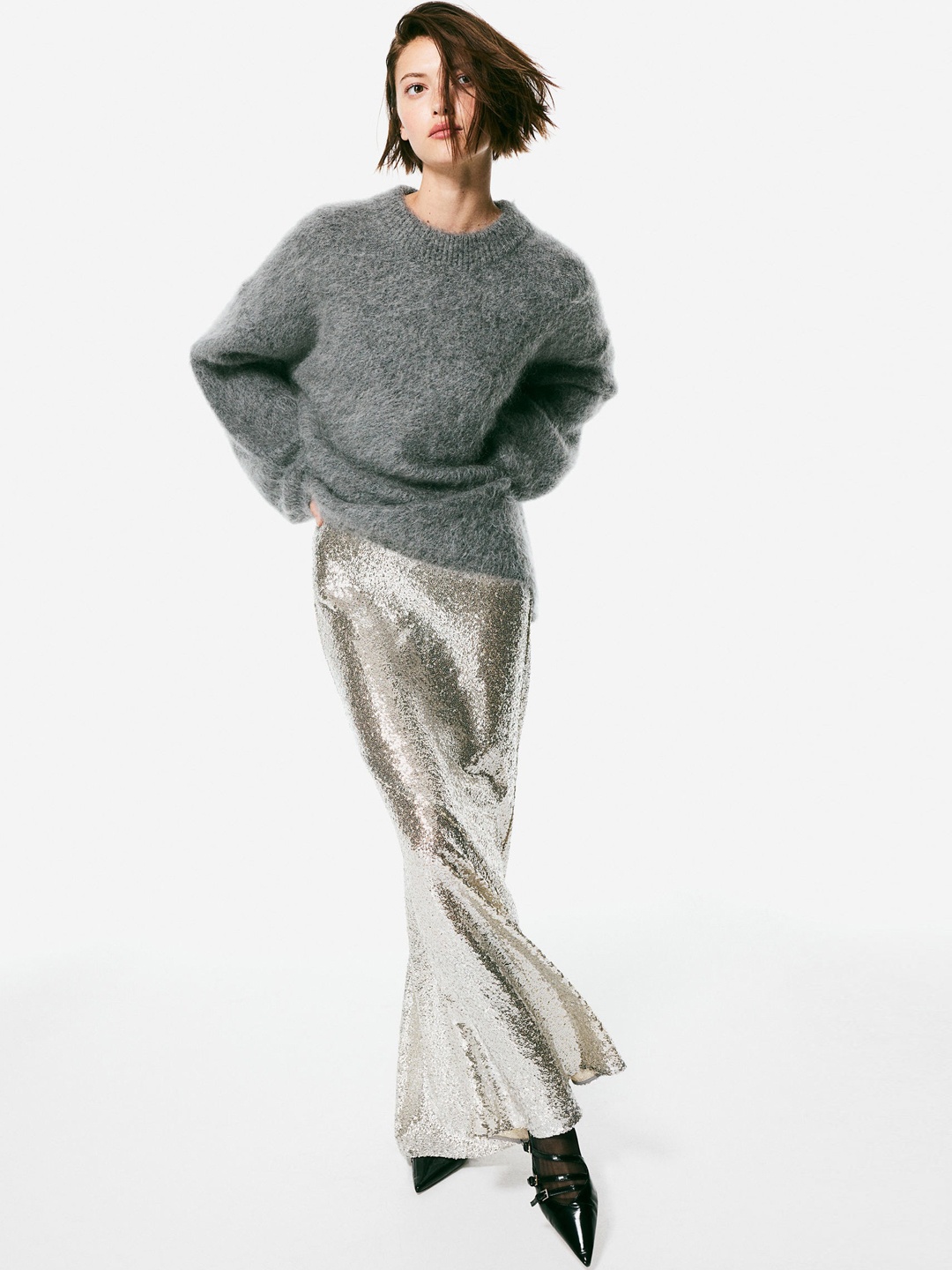 

H&M Sequined Skirts, Grey