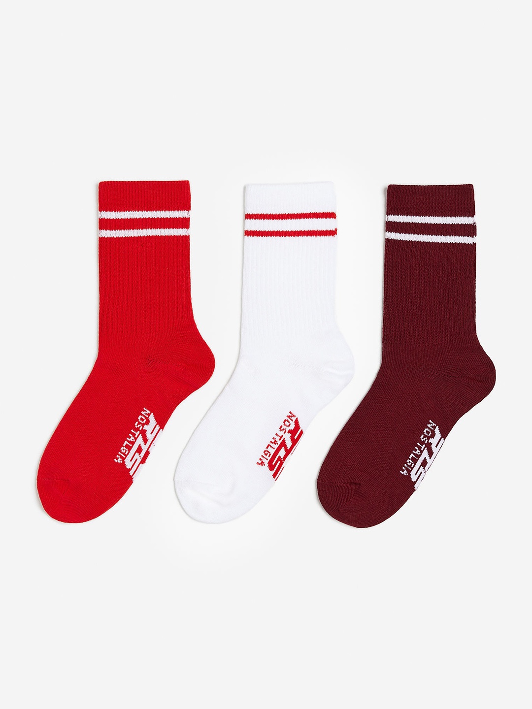 

H&M Women Pack Of 3 Above Ankle-Length DryMove Sports Socks, Red
