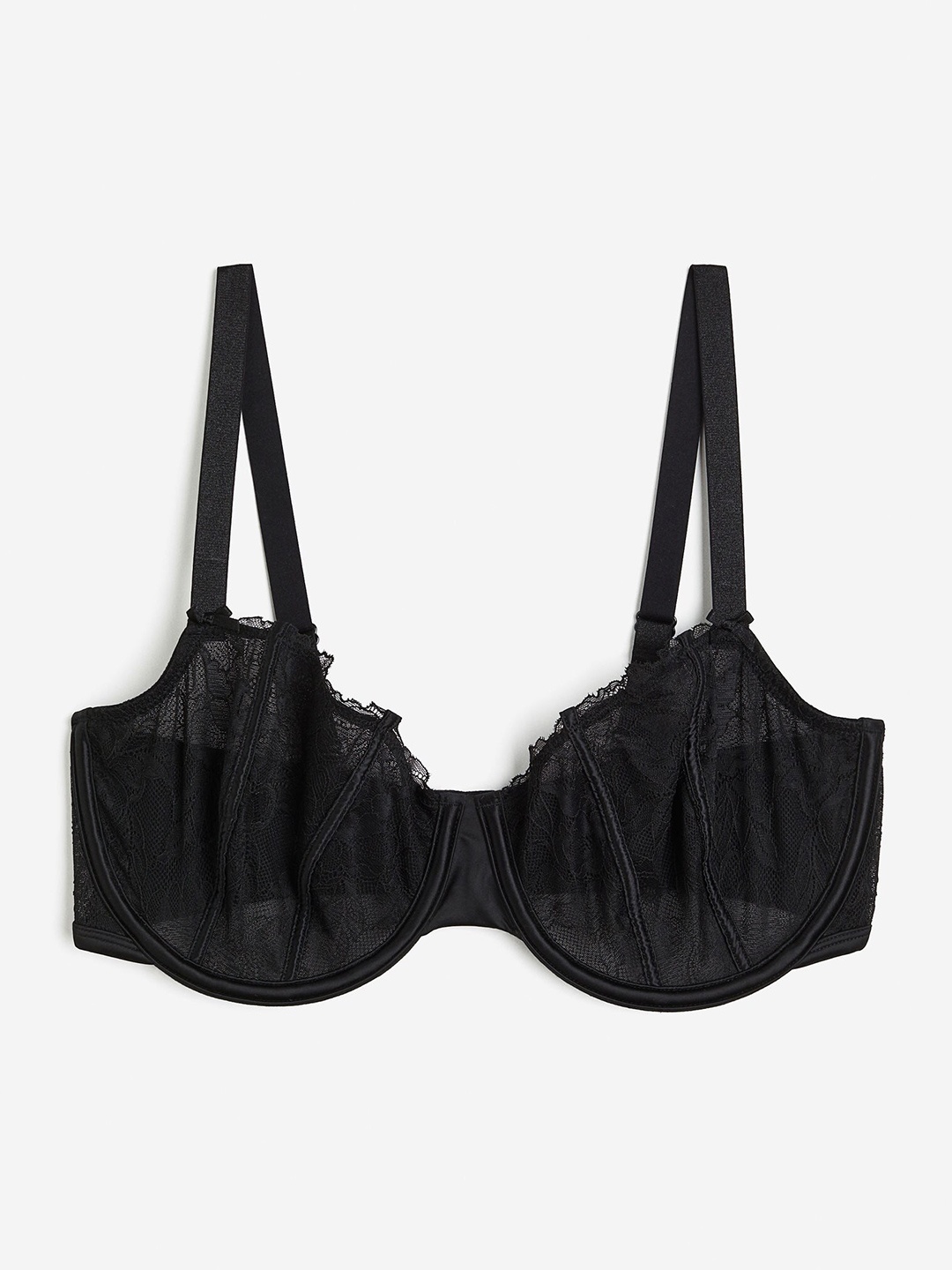 

H&M Non-Padded Underwired Lace Bra, Black