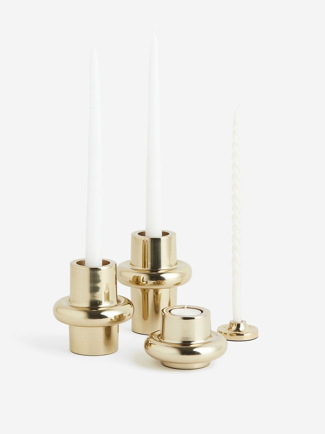 

H&M Beige Tall Metal Candlestick