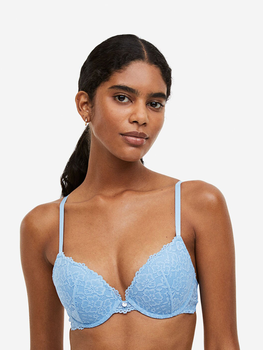 

H&M Lace Push-Up Bra, Blue