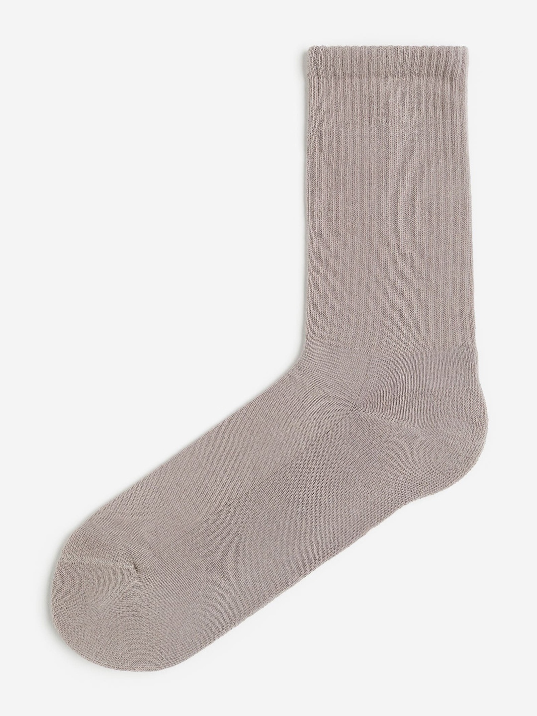 

H&M Men Rib-Knit Calf-Length Socks, Beige