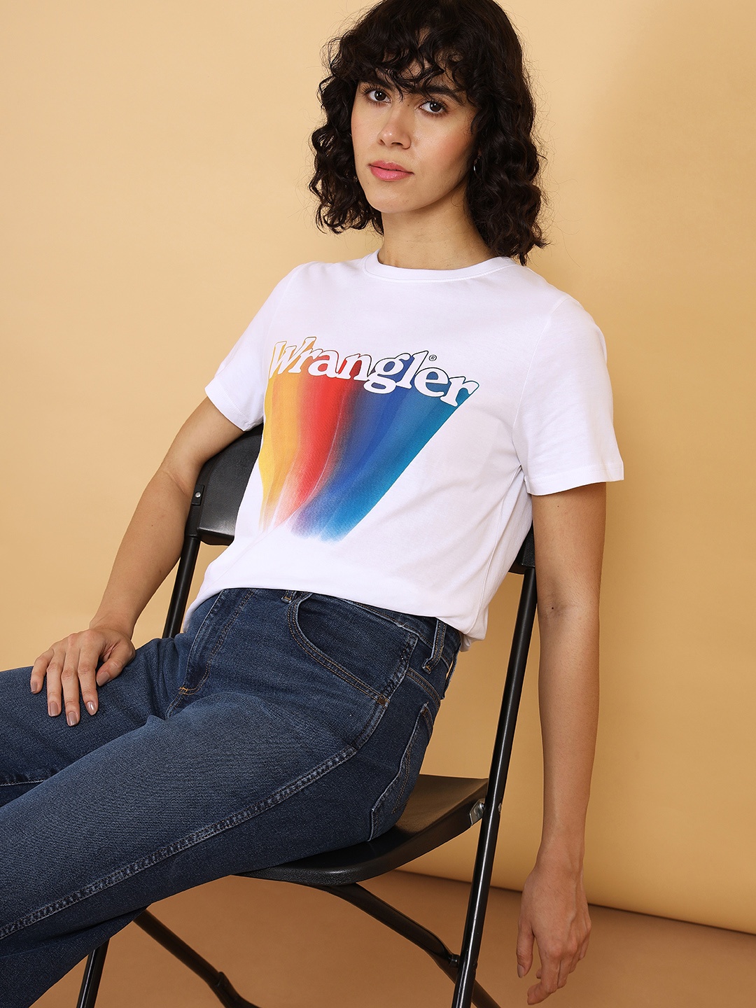 

Wrangler Brand Logo Printed Cotton T-shirt, White