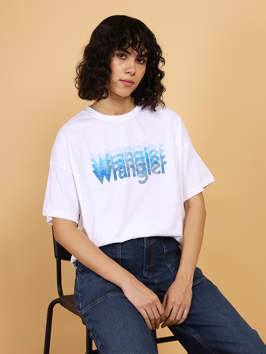 Wrangler Brand Logo Printed Cotton T-shirt, White