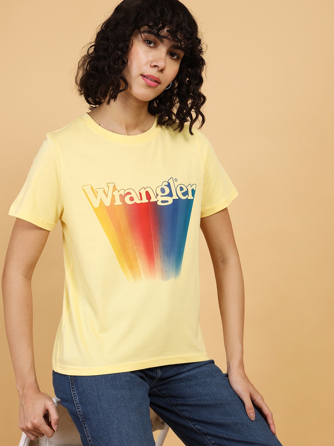

Wrangler Brand Logo Printed Cotton T-shirt, Yellow