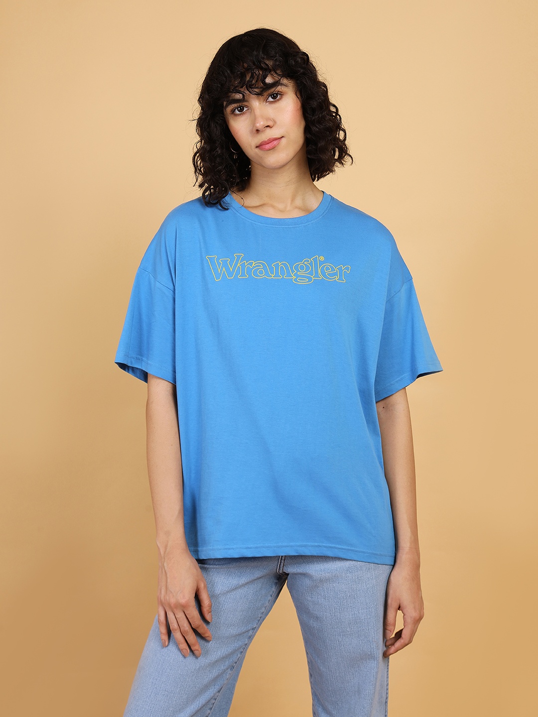 

Wrangler Brand Logo Printed Relaxed Fit Cotton T-shirt, Blue