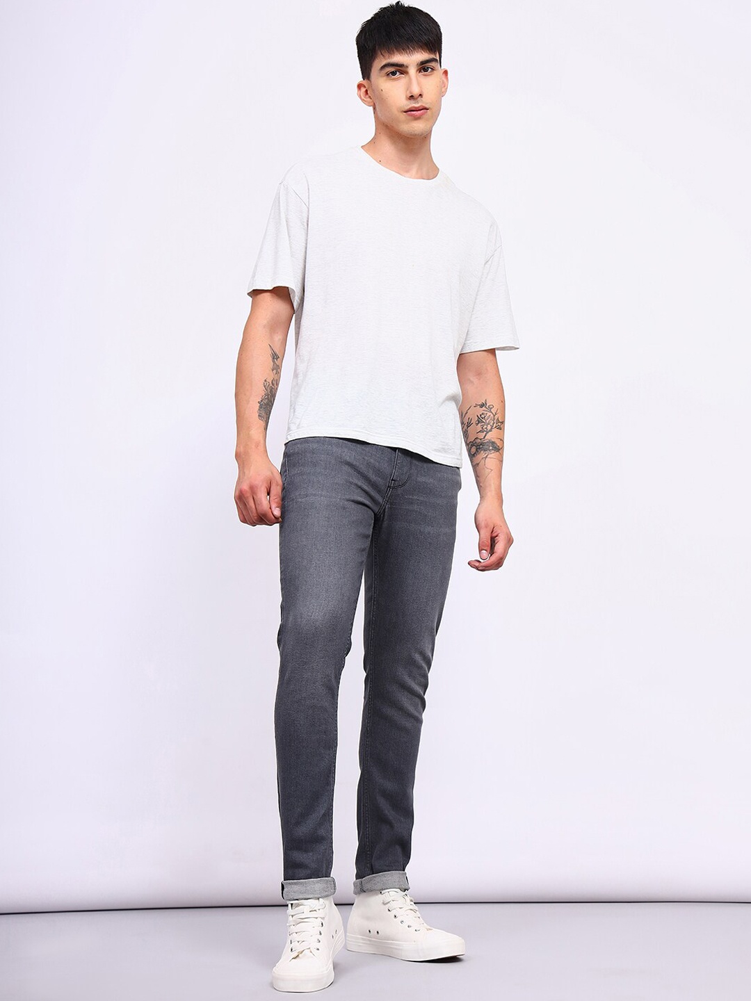 

Lee Men Bruce Skinny Fit Heavy Fade Clean Look Stretchable Jeans, Grey