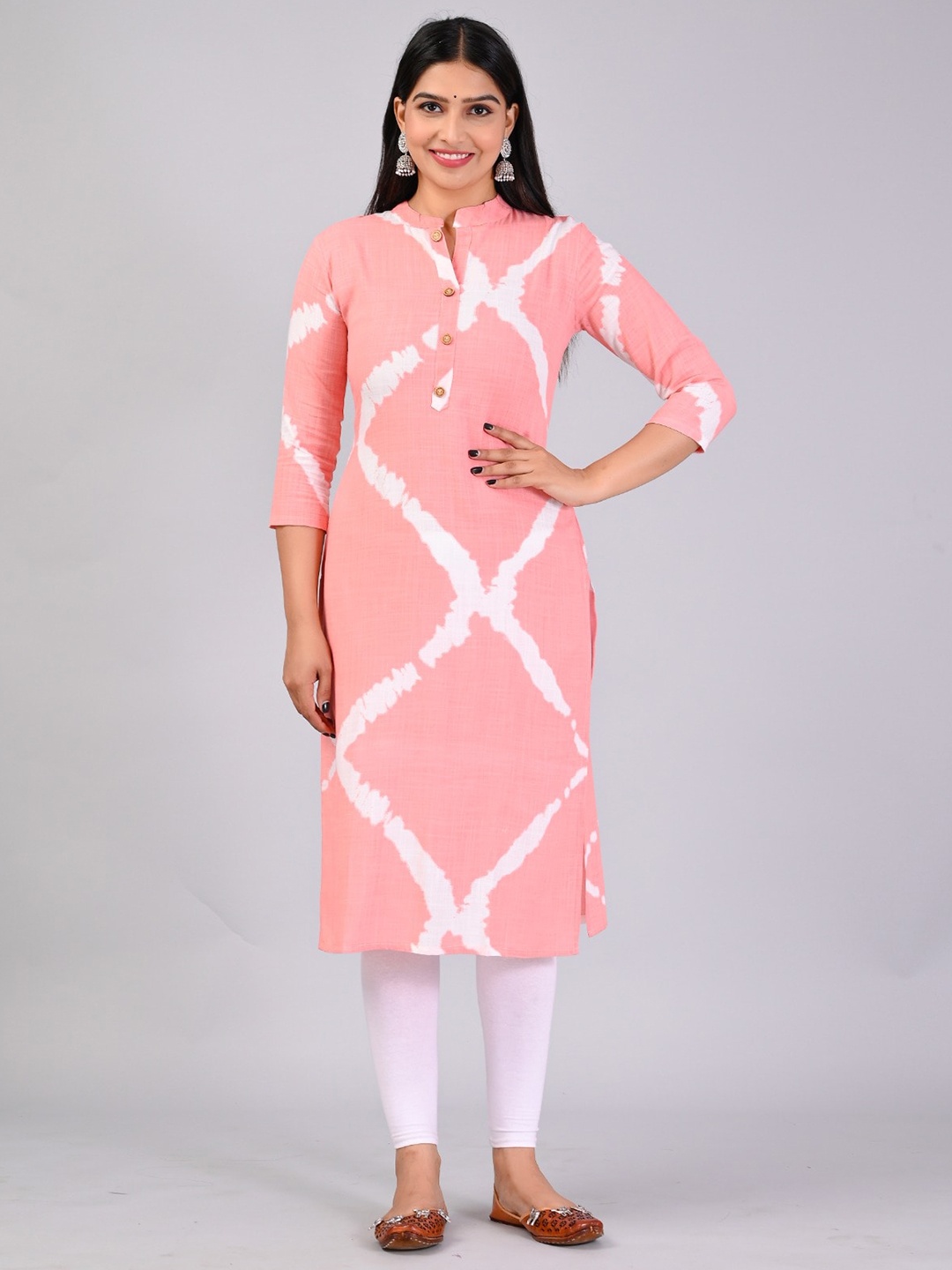 

MAUKA Abstract Printed Straight Kurta, Pink