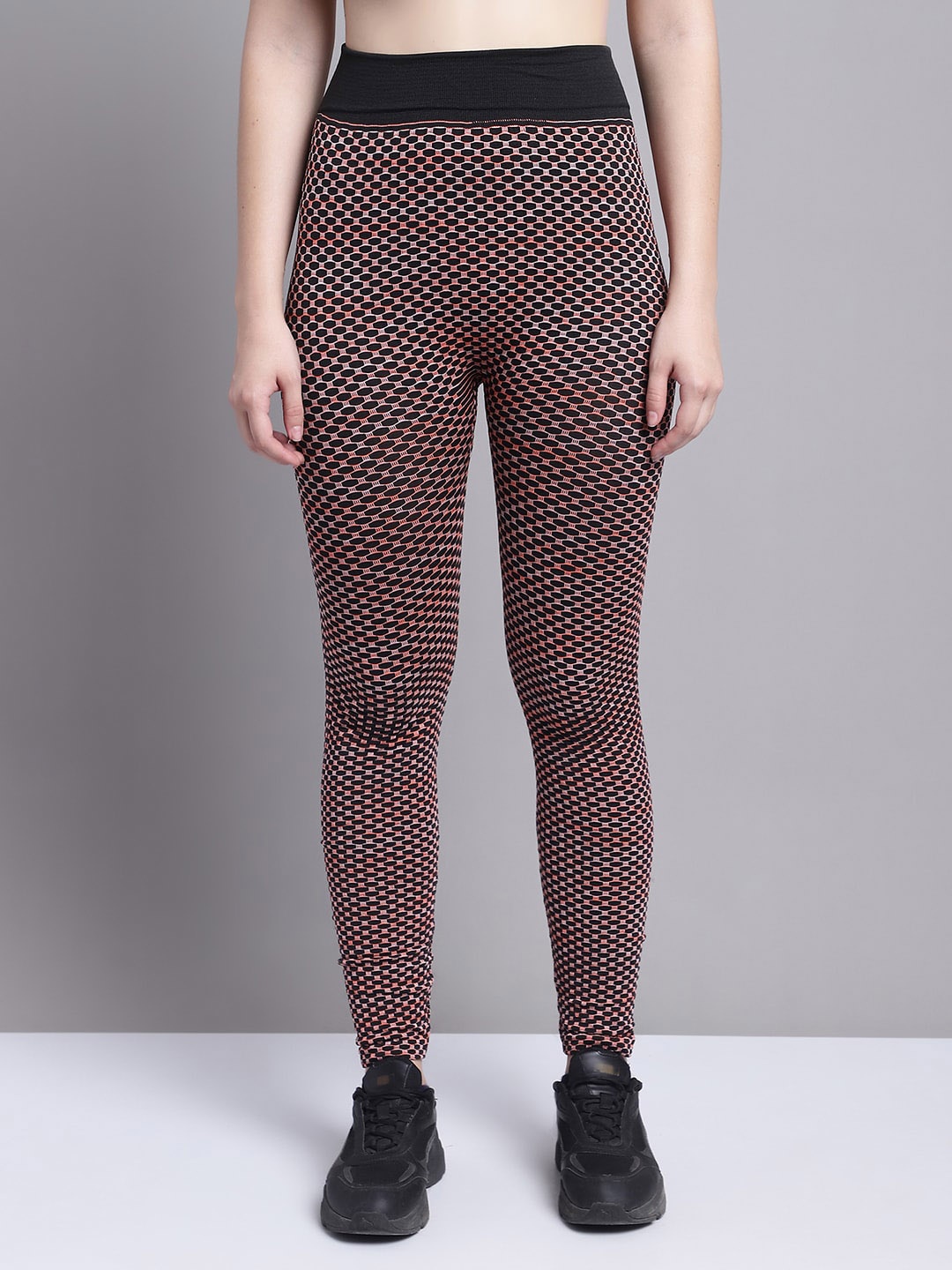 

GRACIT Geometric Printed High-Rise Active Tights, Black