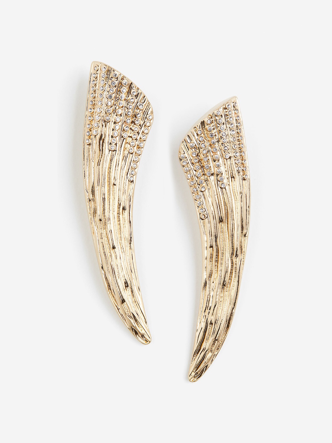 

H&M Women Rhinestone-Embellished Clip Earrings, Gold