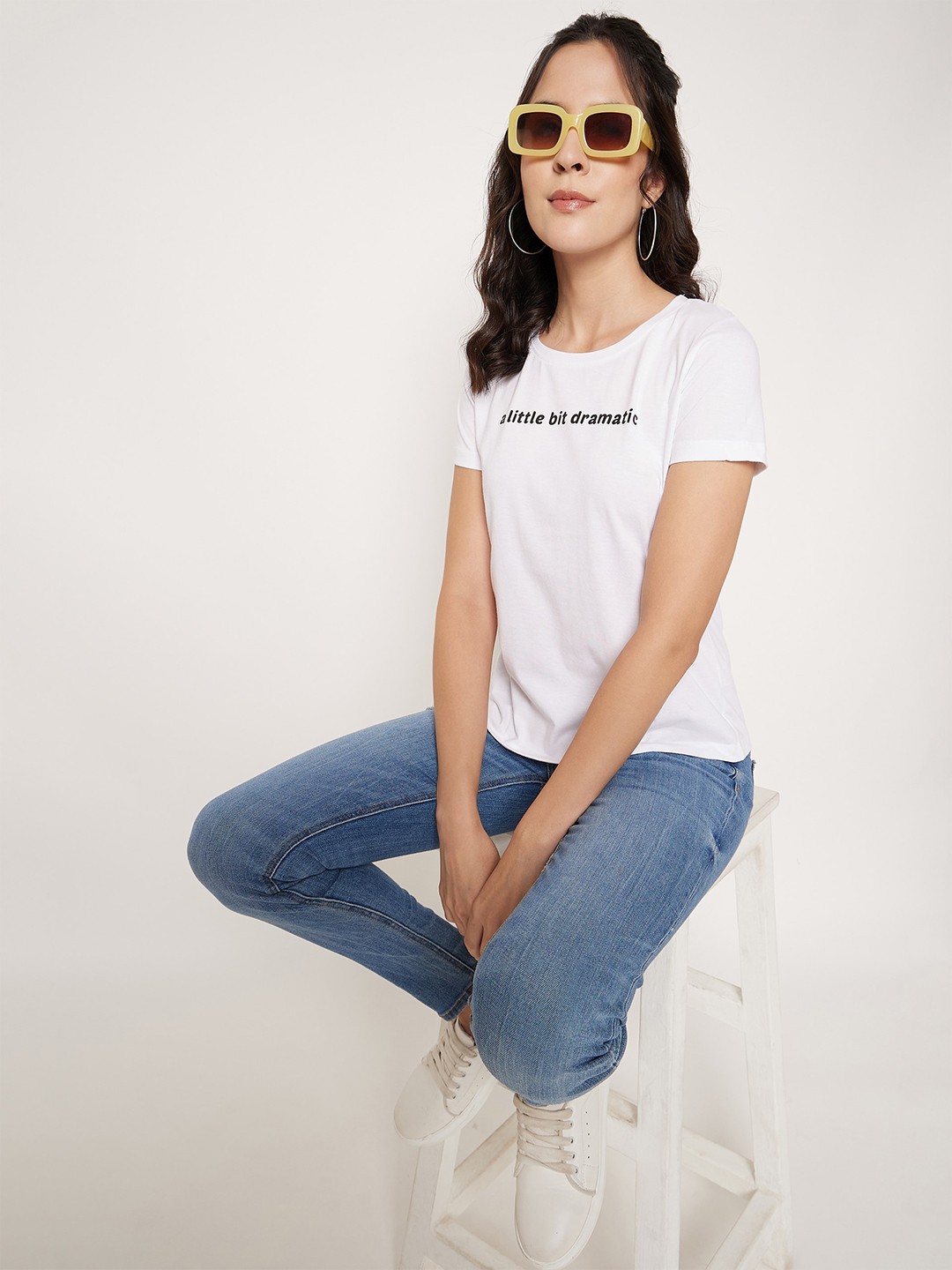 

Mast & Harbour White Typography Printed Pure Cotton T-shirt