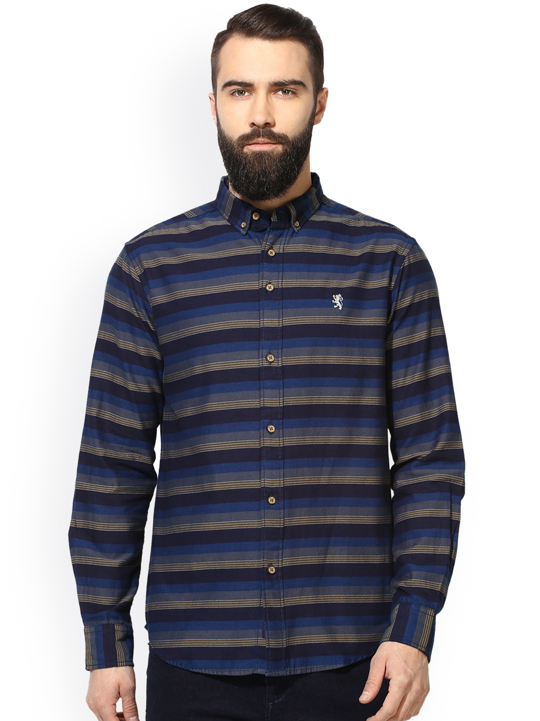

Red Tape Men Blue & Grey Regular Fit Striped Casual Shirt