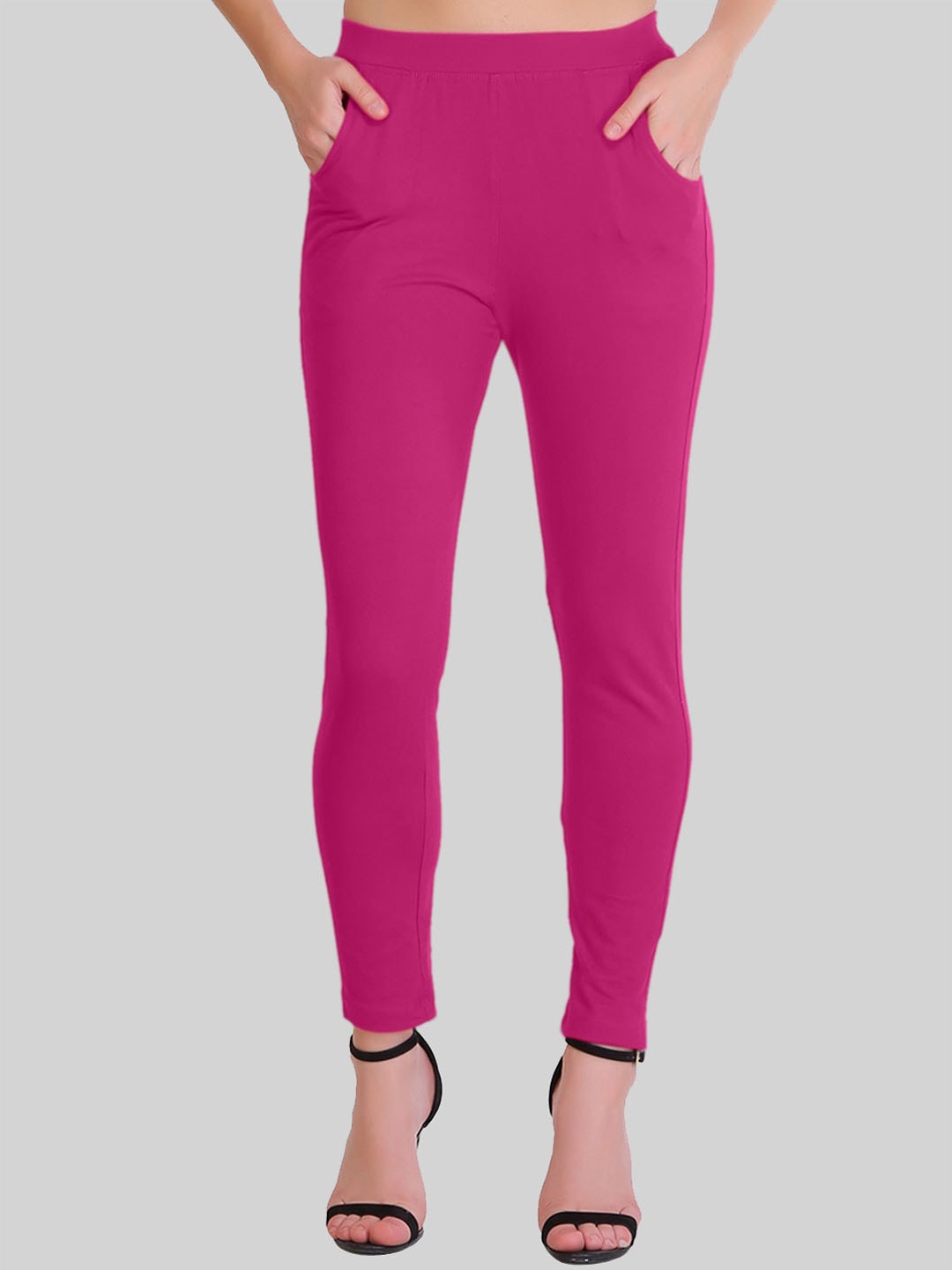 

SAUNDARYA Cotton Ankle-Length Leggings, Pink