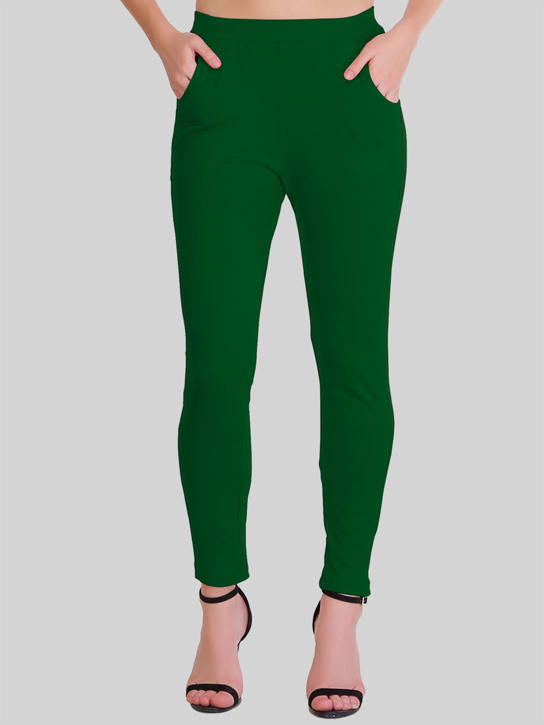 

SAUNDARYA Women Stretch-Fit Ankle-Length Leggings, Green