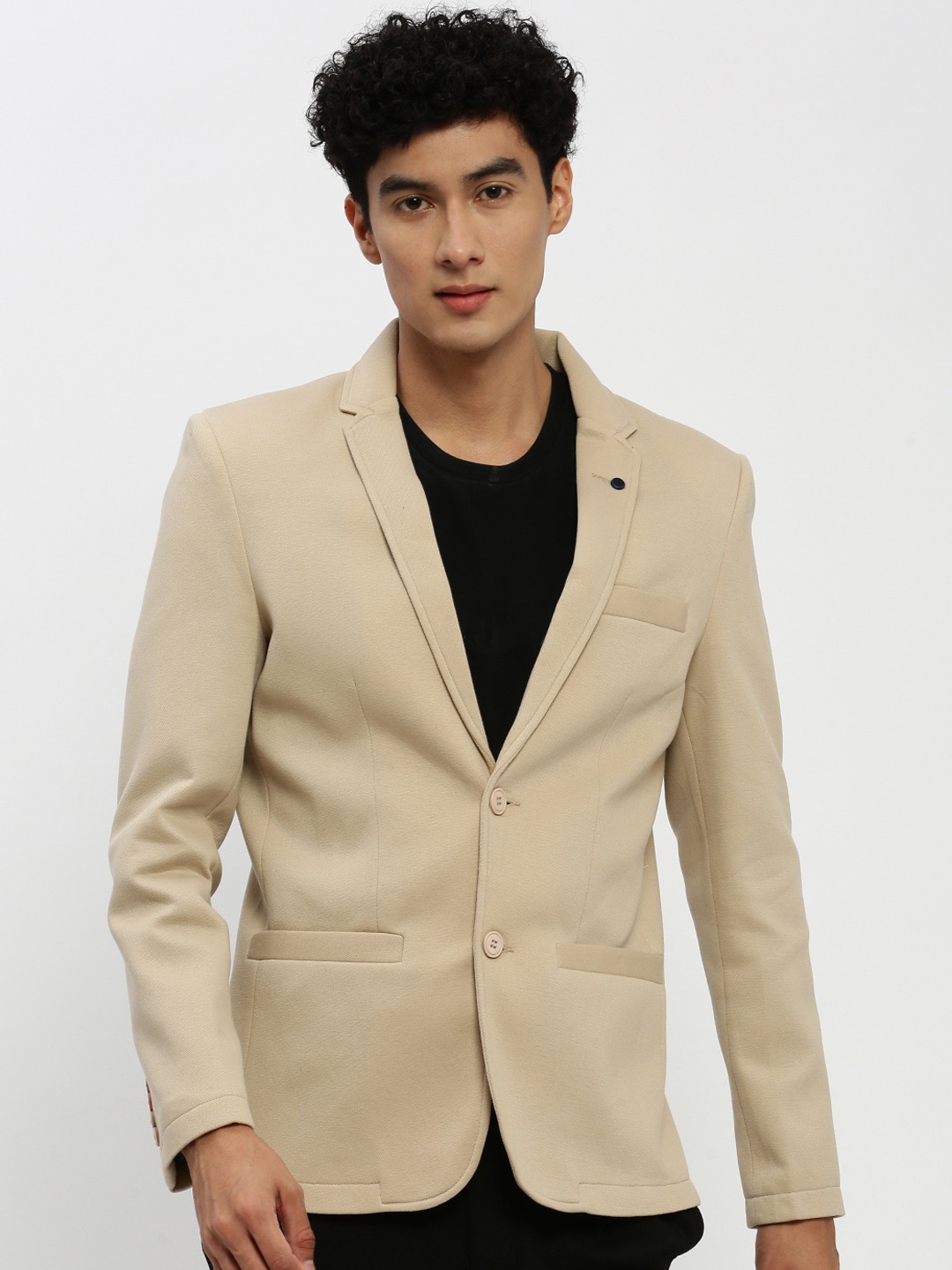 

SHOWOFF Single-Breasted Slim-Fit Blazer, Beige