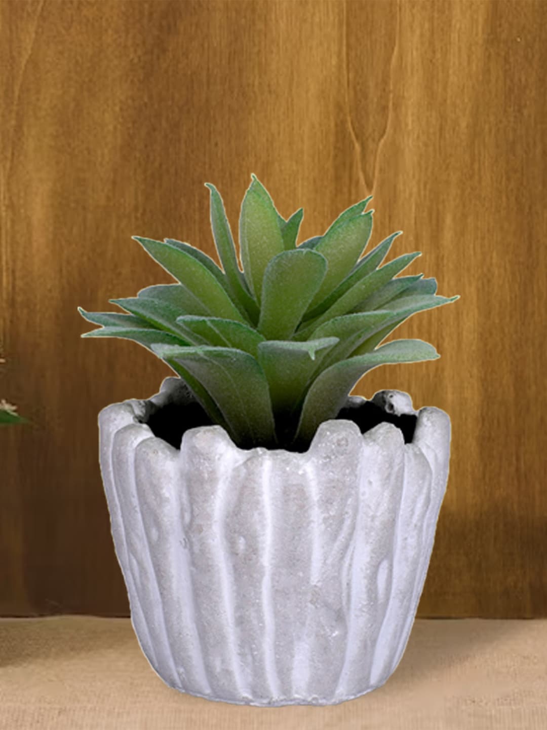 

Kuber Industries Green & White Artificial Succulent Plant With Pot