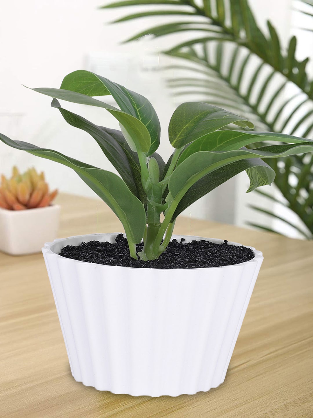 

Kuber Industries Green & White Artificial Plant With Pot