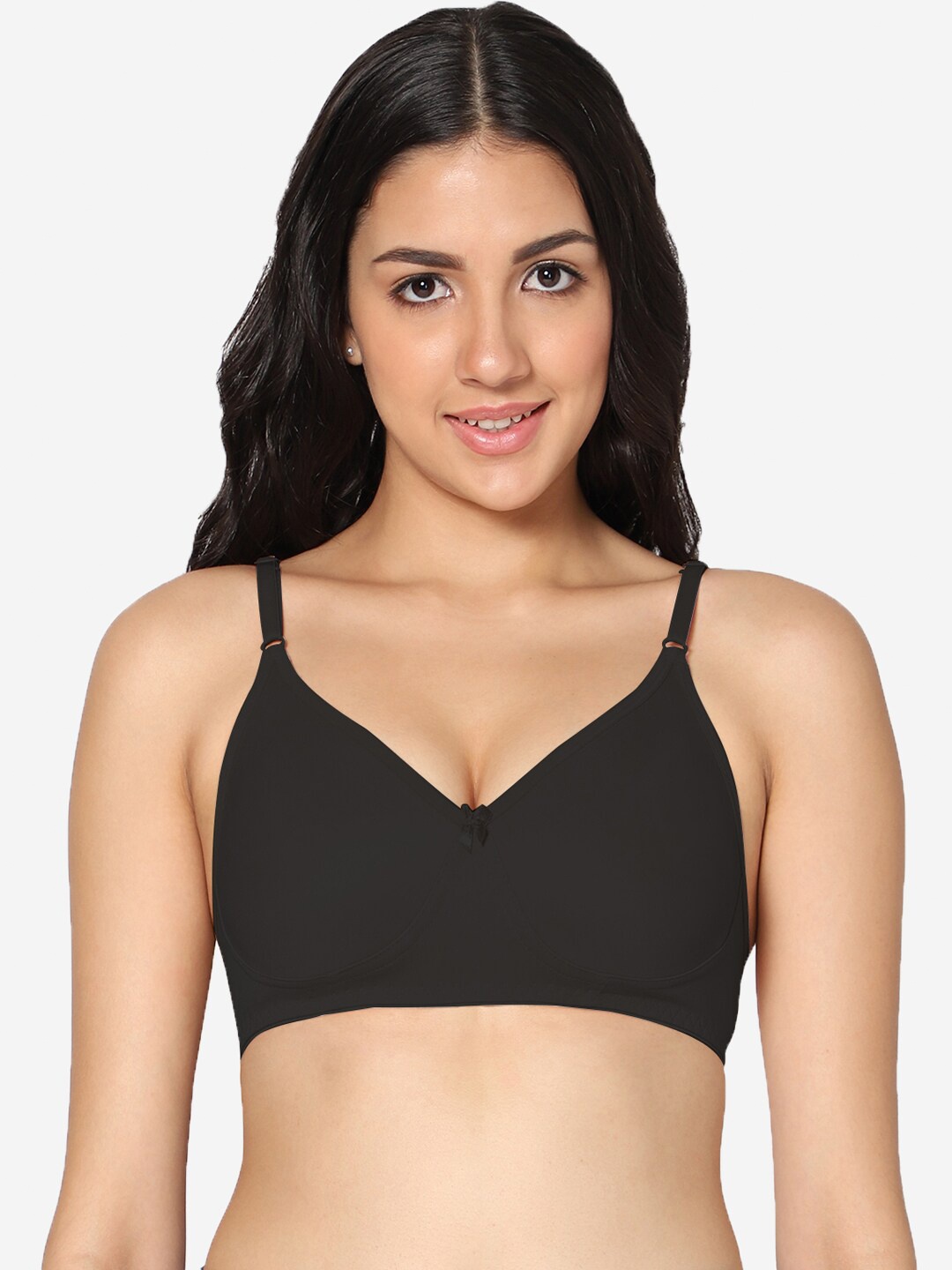 

In Care Full Coverage Non Padded All Day Comfort Super Support Cotton T-shirt Bra, Black