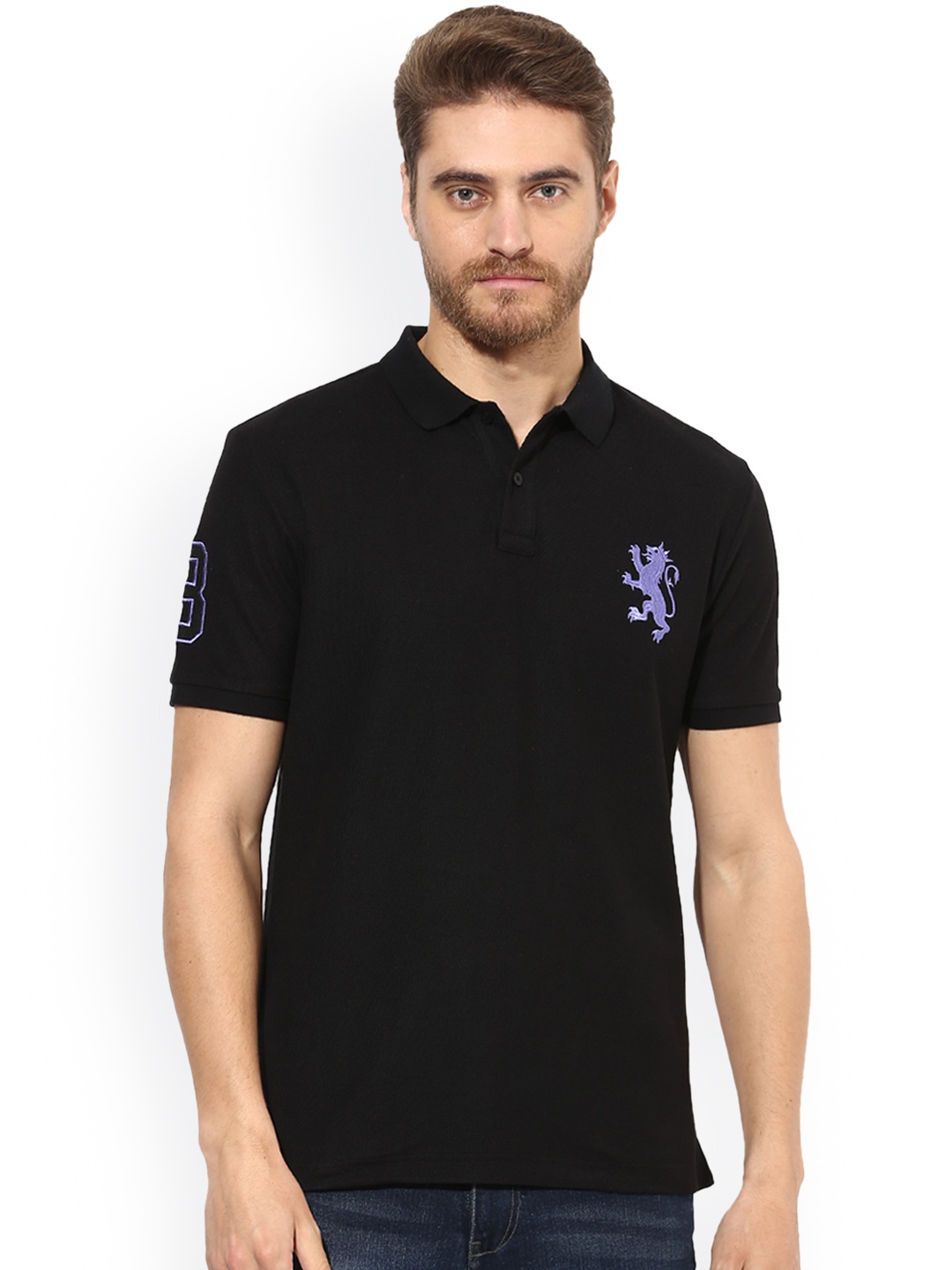 

Red Tape Men Black Solid Polo Collar T-shirt