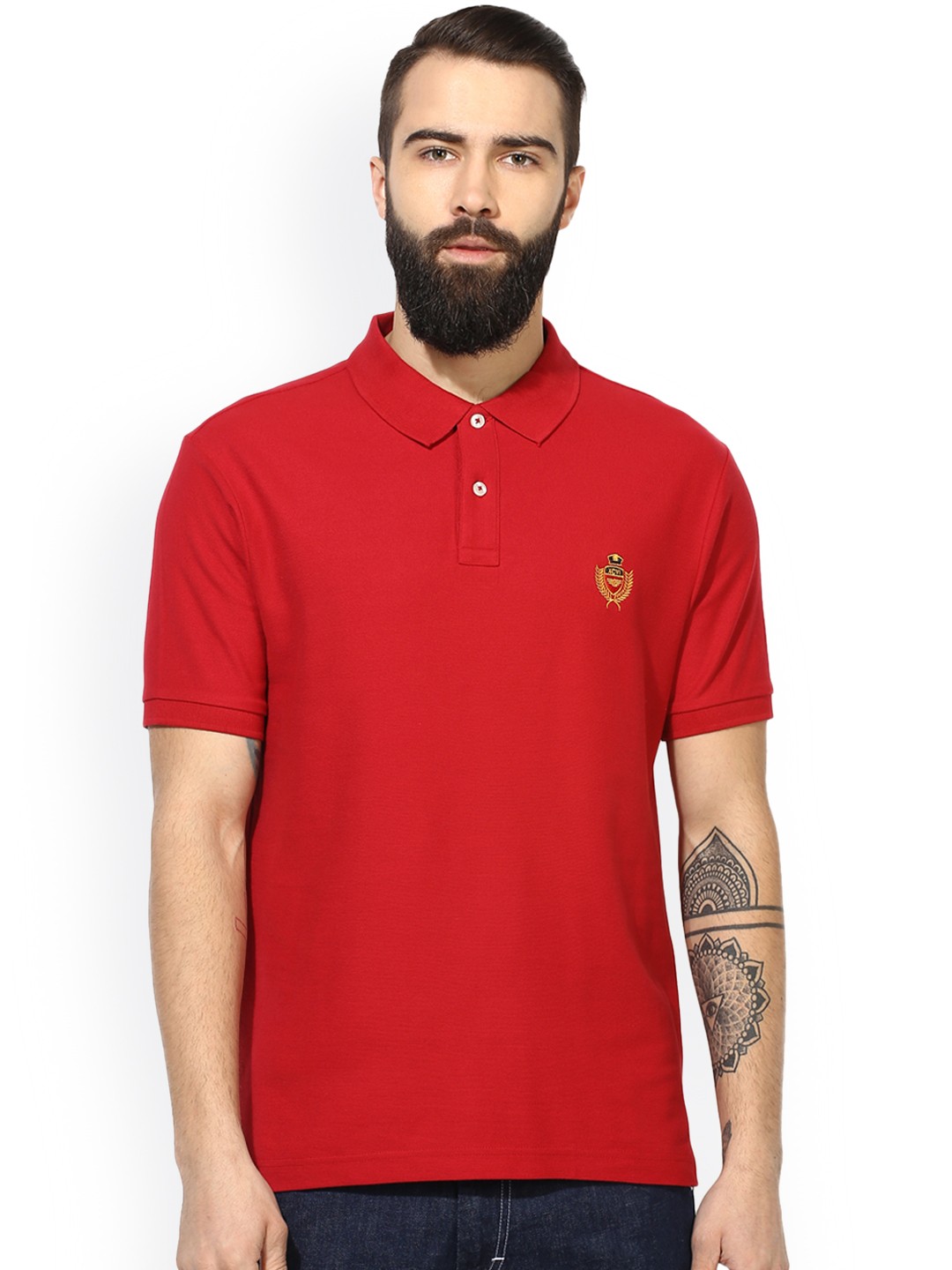 

Red Tape Men Red Solid Polo Collar T-shirt