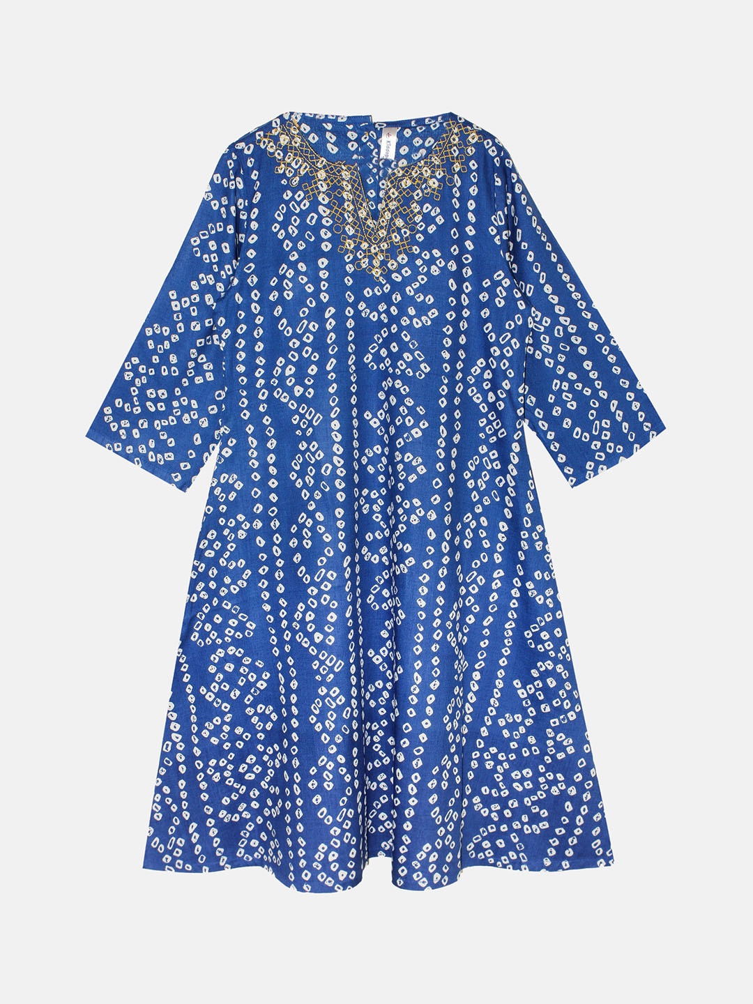 

KiddoPanti Girls Ethnic Motifs Printed A-Line Dress, Blue