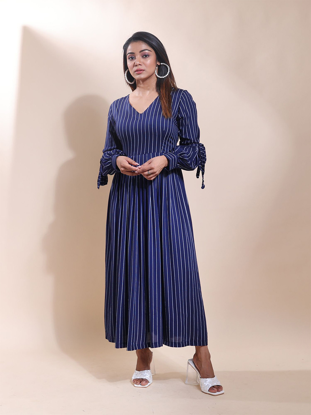 

Disli V-Neck Striped Maxi Dress, Blue