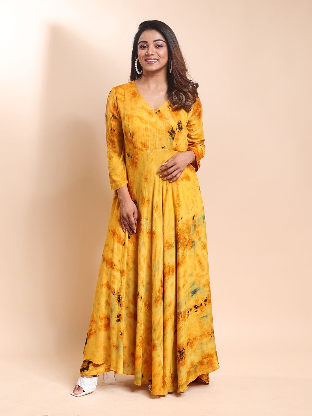 

Disli Floral Print Fit & Flare Maxi Dress, Yellow