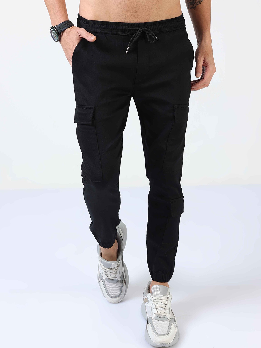 

Tailoraedge Men Relaxed Mid-Rise Joggers, Black