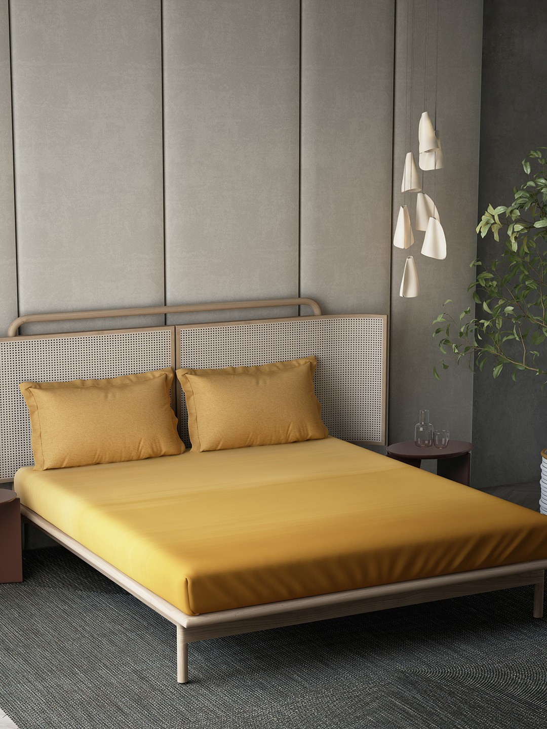 

DDecor Gold-Toned Cotton 210 TC King Bedsheet With 2 Pillow Covers