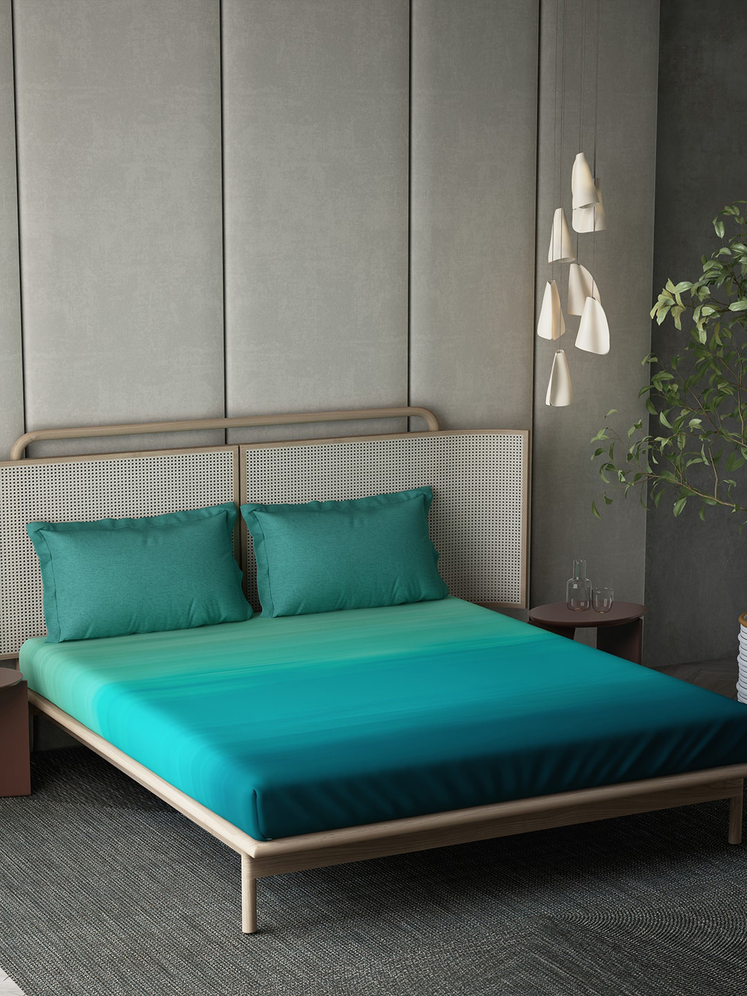 

DDecor Green & Blue Cotton 210 TC King Bedsheet With 2 Pillow Covers