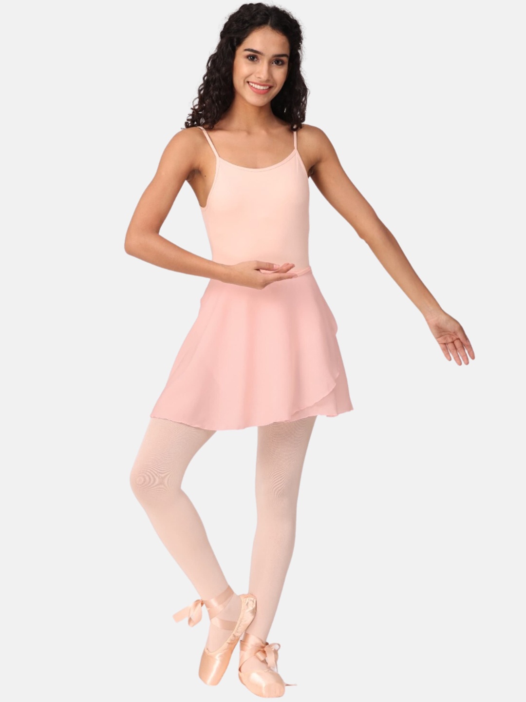 

IKAANYA Ballet Camisole Leotard Bodysuit With Skirt, Peach