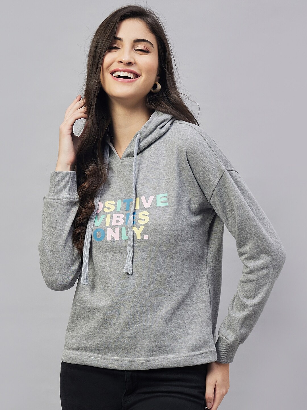 

Club York Tytpgraphy Printed Hooded Neck Cotton pullover Sweatshirt, Grey