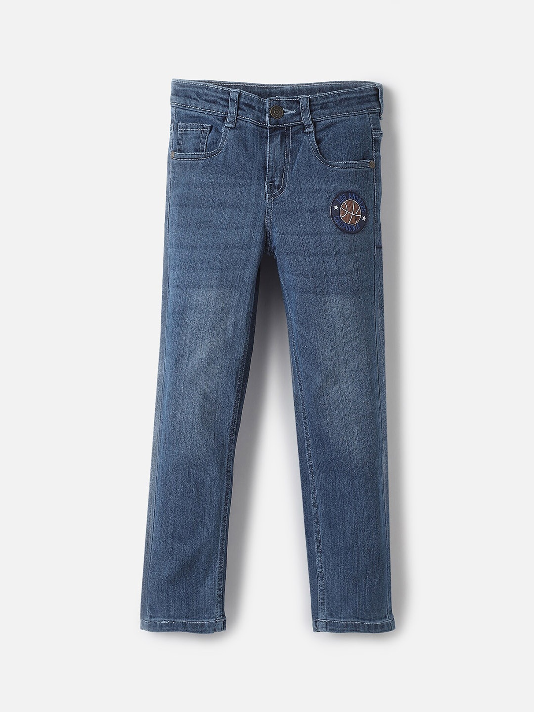 

UrbanMark Boys Mid-Rise Clean Look Slim Fit Light Fade Stretchable Jeans, Navy blue