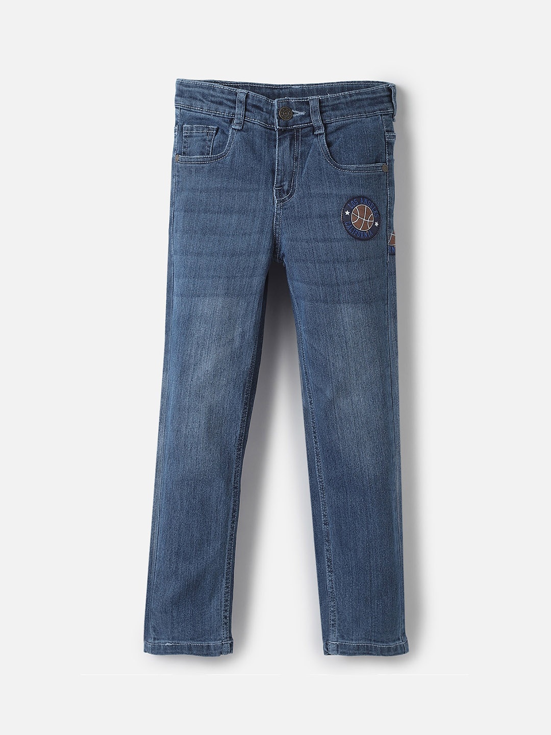 

UrbanMark Boys Mid-Raise Clean Look Slim Fit Light Fade Jeans, Blue