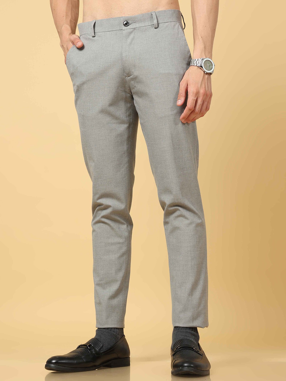 

Tailoraedge Men Relaxed Formal Chinos Trousers, Grey