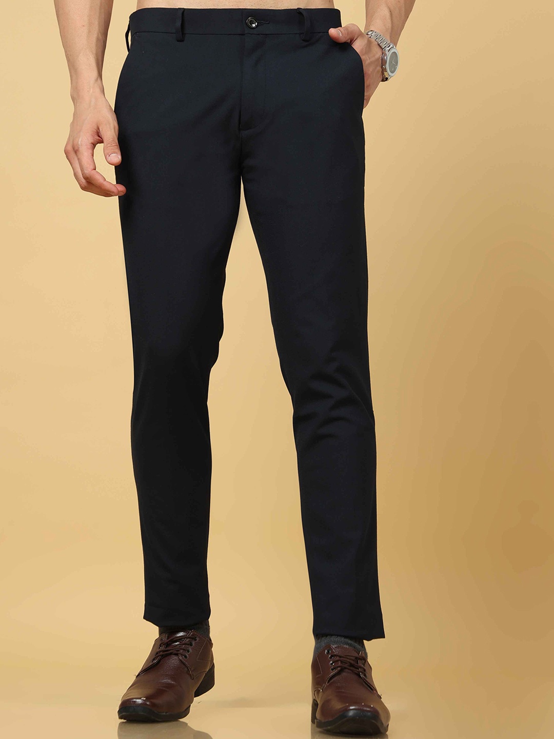 

Tailoraedge Men Relaxed Formal Chinos Trousers, Navy blue