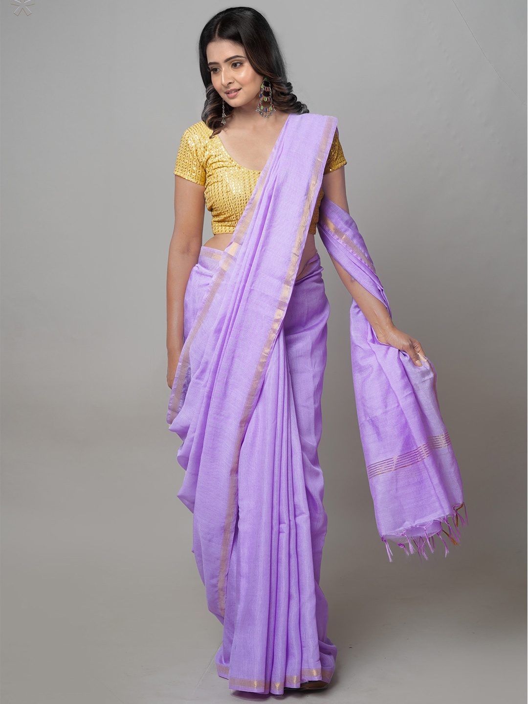 

Unnati Silks Zari Silk Cotton Chanderi Saree, Violet