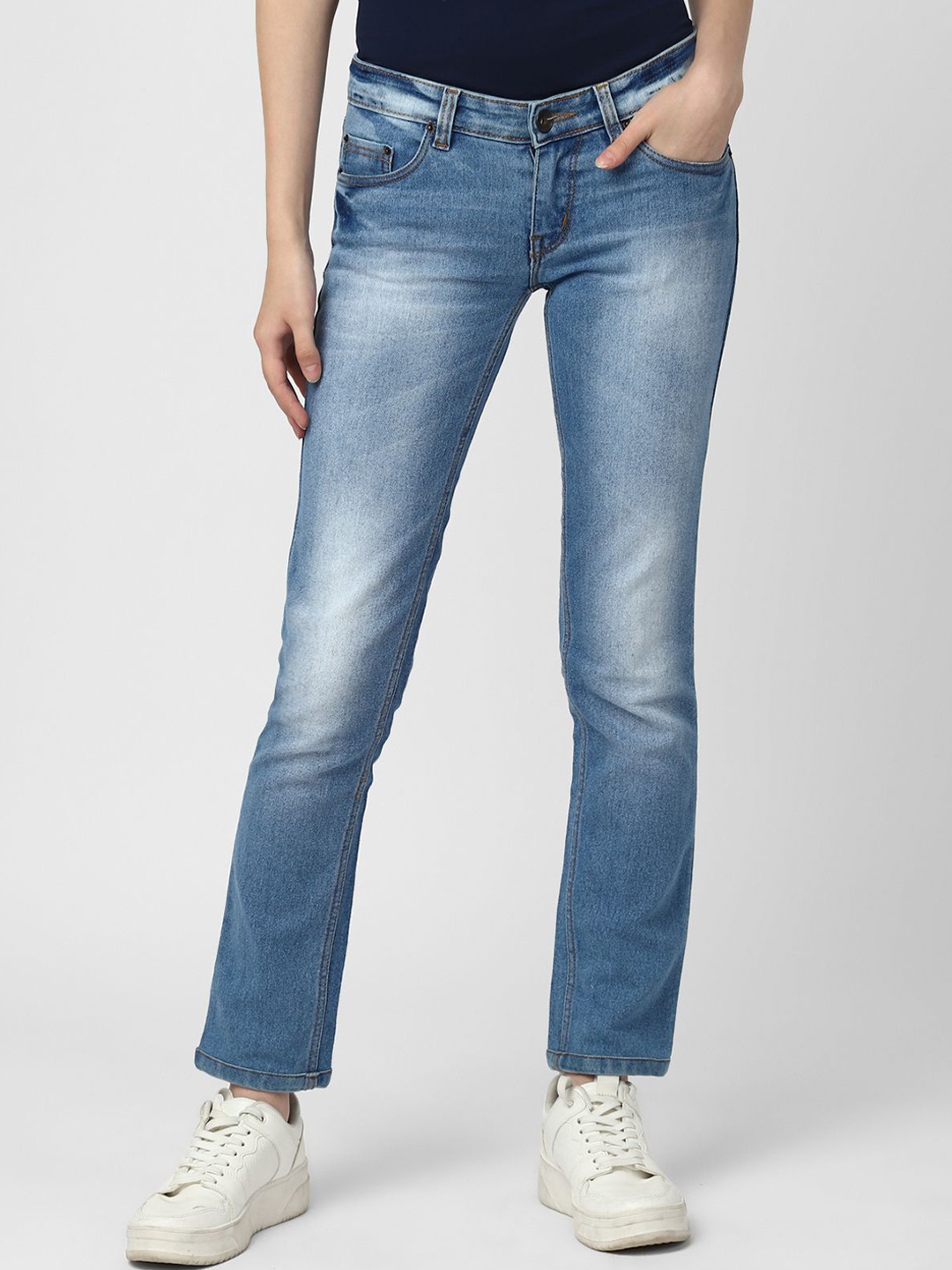 

UrbanMark Women Mid-Rise Clean Look Slim Fit Heavy Fade Stretchable Jeans, Blue